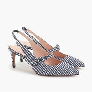 J. Crew Collette Navy Gingham Slingback - Size 8 - NEW